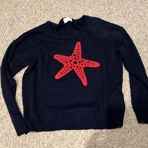 Elegant Navy Sweater with Red Starfish by Mia & Tess.